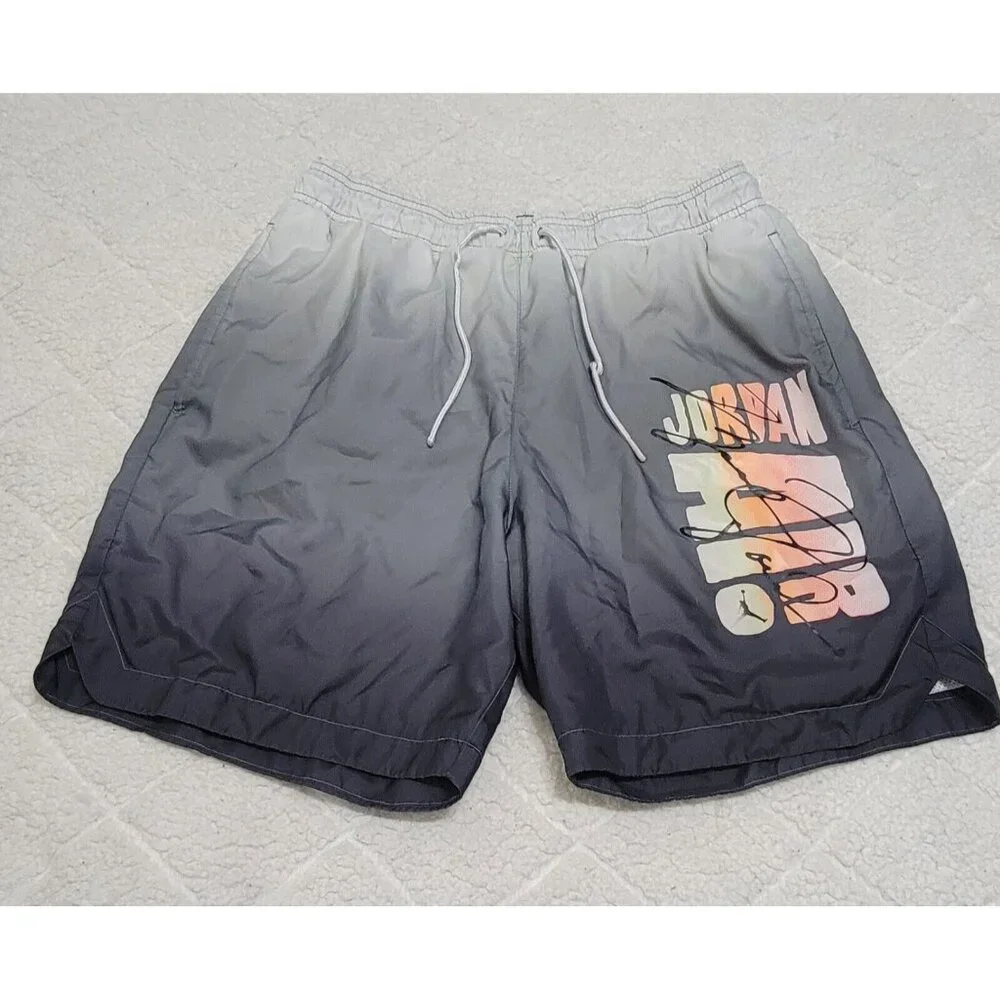 Air Jordan‎ Mens Gray Ombre DNA Poolside Shorts Drawstring Waist Lined Size M